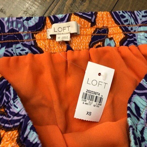 ANN Taylor Loft Tropical Floral A-Line Skirt w/ Drawstring Waist - Picture 5 of 6